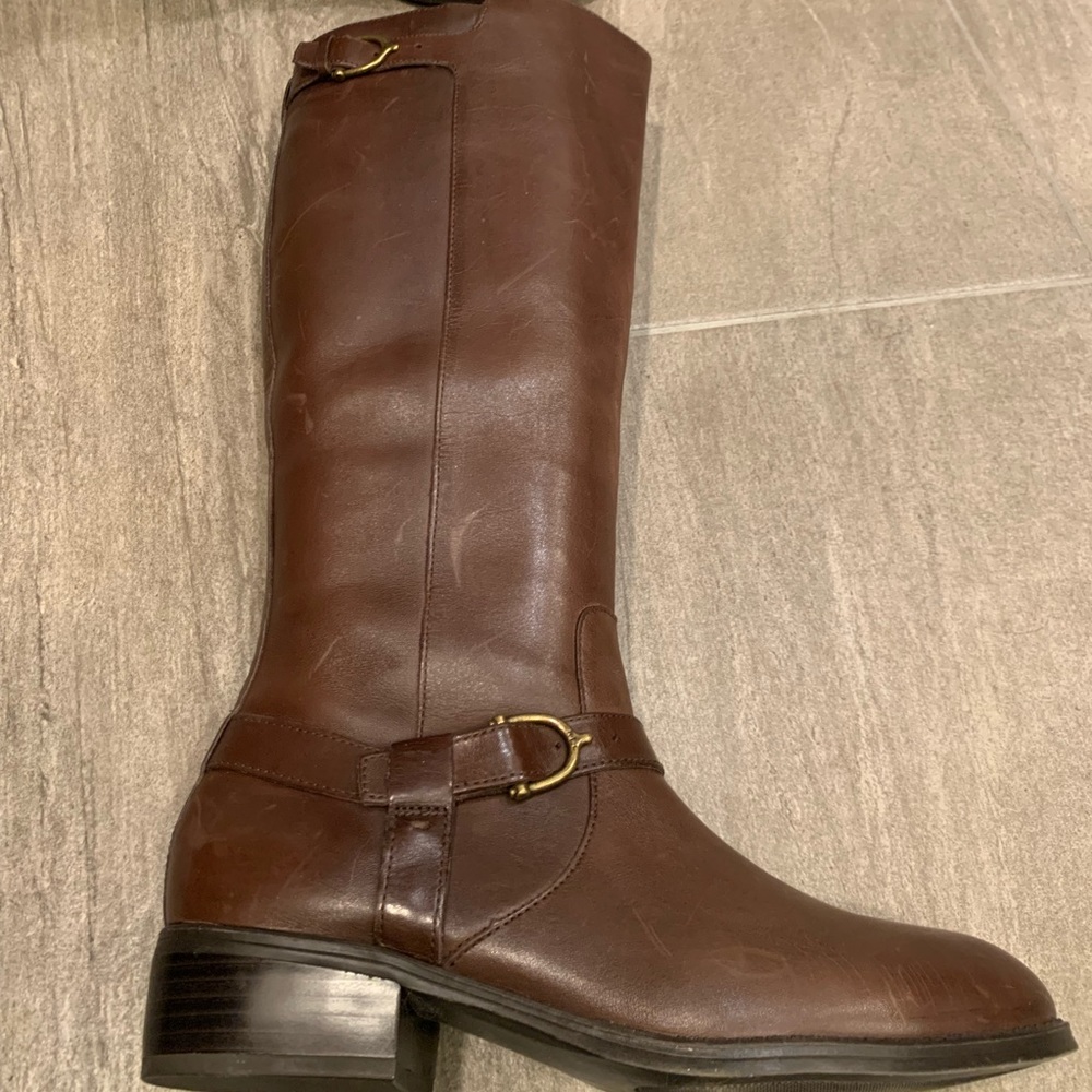 Lauren Ralph Lauren brown leather riding boots, size 8.